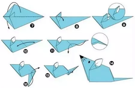 Origami จากกระดาษสำหรับเด็กอายุ 8-9 ปี: โครงร่างแสงแบบทีละขั้นตอนสำหรับเด็กผู้ชายและงานฝีมือสำหรับเด็กผู้หญิงด้วยมือของตัวเองความคิดที่เรียบง่ายสำหรับผู้เริ่มต้น 27047_17