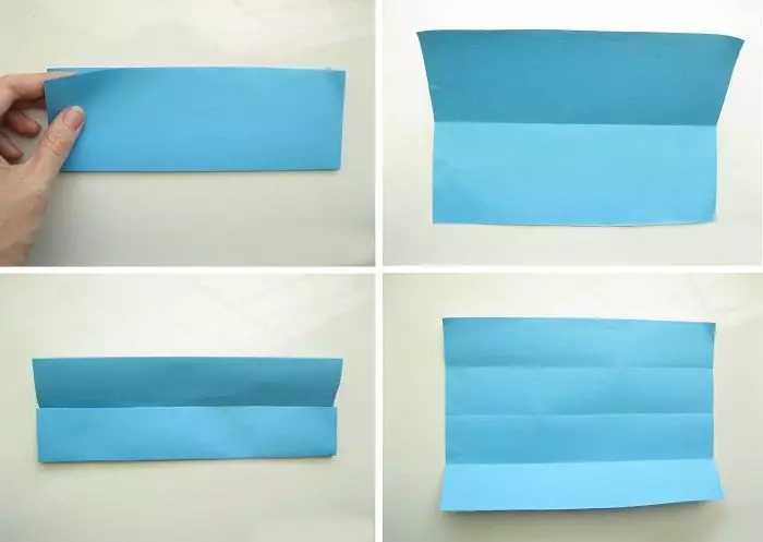 折り紙「ネクタイ」：紙を段階的にする方法段階的なスキームに沿ってDADのポストカードにオリジナルのネクタイを折りたたむ方法それを自分で行いますか？ 27060_14