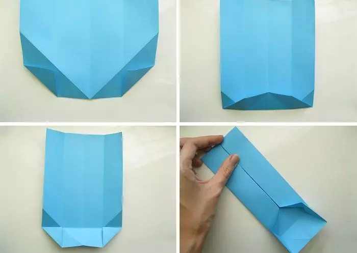 摺紙“領帶”：如何與孩子逐步製作紙質？如何將原始領帶折疊到明信片的父親沿著分階段的計劃自己做到了嗎？ 27060_16
