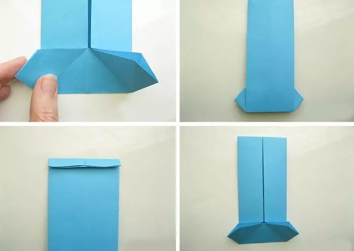 Origami «Tie»: Ինչպես կատարել մի թուղթ քայլ առ քայլ երեխաների հետ. Ինչպես հոտ բնօրինակ փողկապ է բացիկ համար հայրիկ երկայնքով փուլային սխեմայի անել դա ինքներդ: 27060_17
