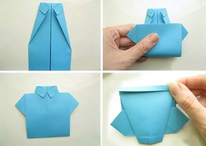 摺紙“領帶”：如何與孩子逐步製作紙質？如何將原始領帶折疊到明信片的父親沿著分階段的計劃自己做到了嗎？ 27060_18