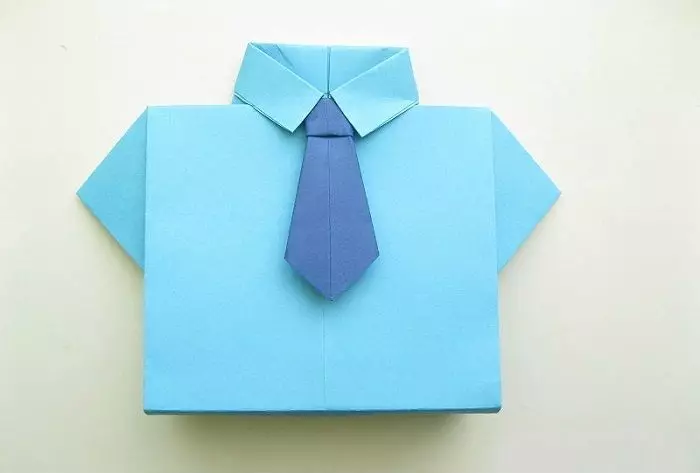 Origami «Tie»: Ինչպես կատարել մի թուղթ քայլ առ քայլ երեխաների հետ. Ինչպես հոտ բնօրինակ փողկապ է բացիկ համար հայրիկ երկայնքով փուլային սխեմայի անել դա ինքներդ: 27060_21