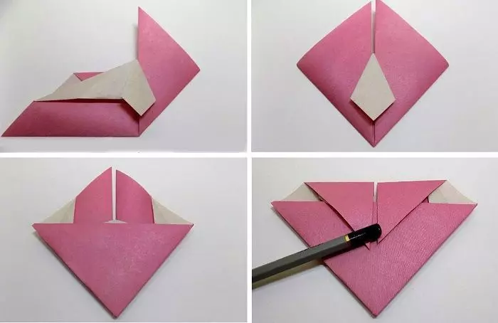 Origami «Tie»: Ինչպես կատարել մի թուղթ քայլ առ քայլ երեխաների հետ. Ինչպես հոտ բնօրինակ փողկապ է բացիկ համար հայրիկ երկայնքով փուլային սխեմայի անել դա ինքներդ: 27060_25