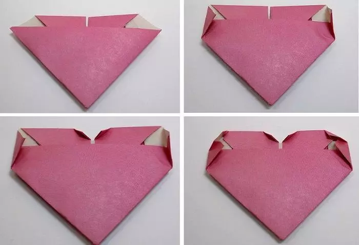 折り紙「ネクタイ」：紙を段階的にする方法段階的なスキームに沿ってDADのポストカードにオリジナルのネクタイを折りたたむ方法それを自分で行いますか？ 27060_26