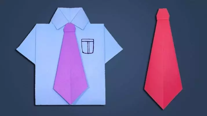 摺紙“領帶”：如何與孩子逐步製作紙質？如何將原始領帶折疊到明信片的父親沿著分階段的計劃自己做到了嗎？ 27060_33