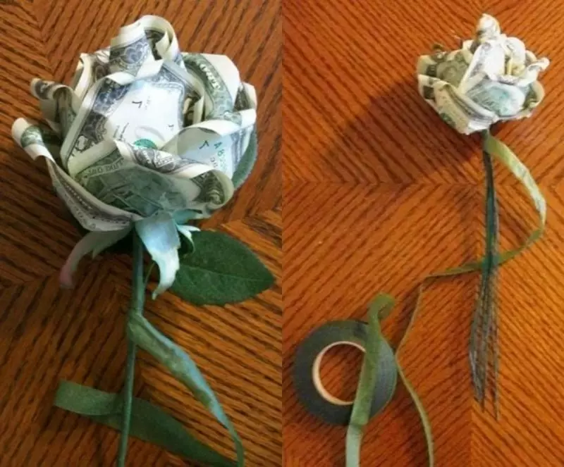 Origami z peněz: Srdce z hotovosti účtů a košile, květ podle schématu a šaty s vlastními rukama z 5000 rublů. Jak složit motýl? 27064_18
