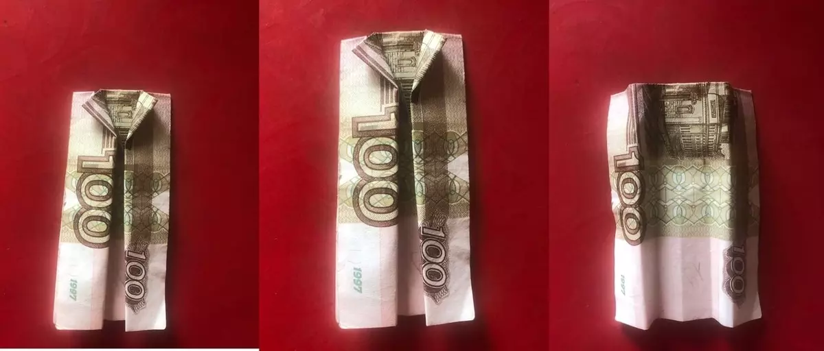 Origami kutoka pesa: moyo kutoka kwa bili ya fedha na shati, maua kulingana na mpango na mavazi na mikono yako mwenyewe kutoka kwa rubles 5000. Jinsi ya kupakia kipepeo? 27064_27