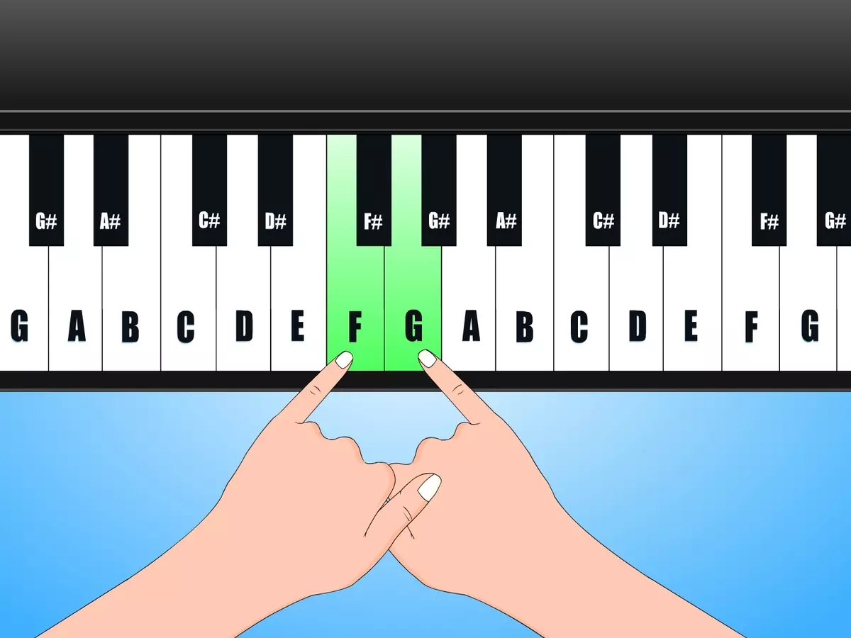Akordi na sintetizatoru: akordi na slikama za početnike. Kako igrati lijevu ruku na ključevima? Oznake jednostavnih i lakih akorda 27091_19