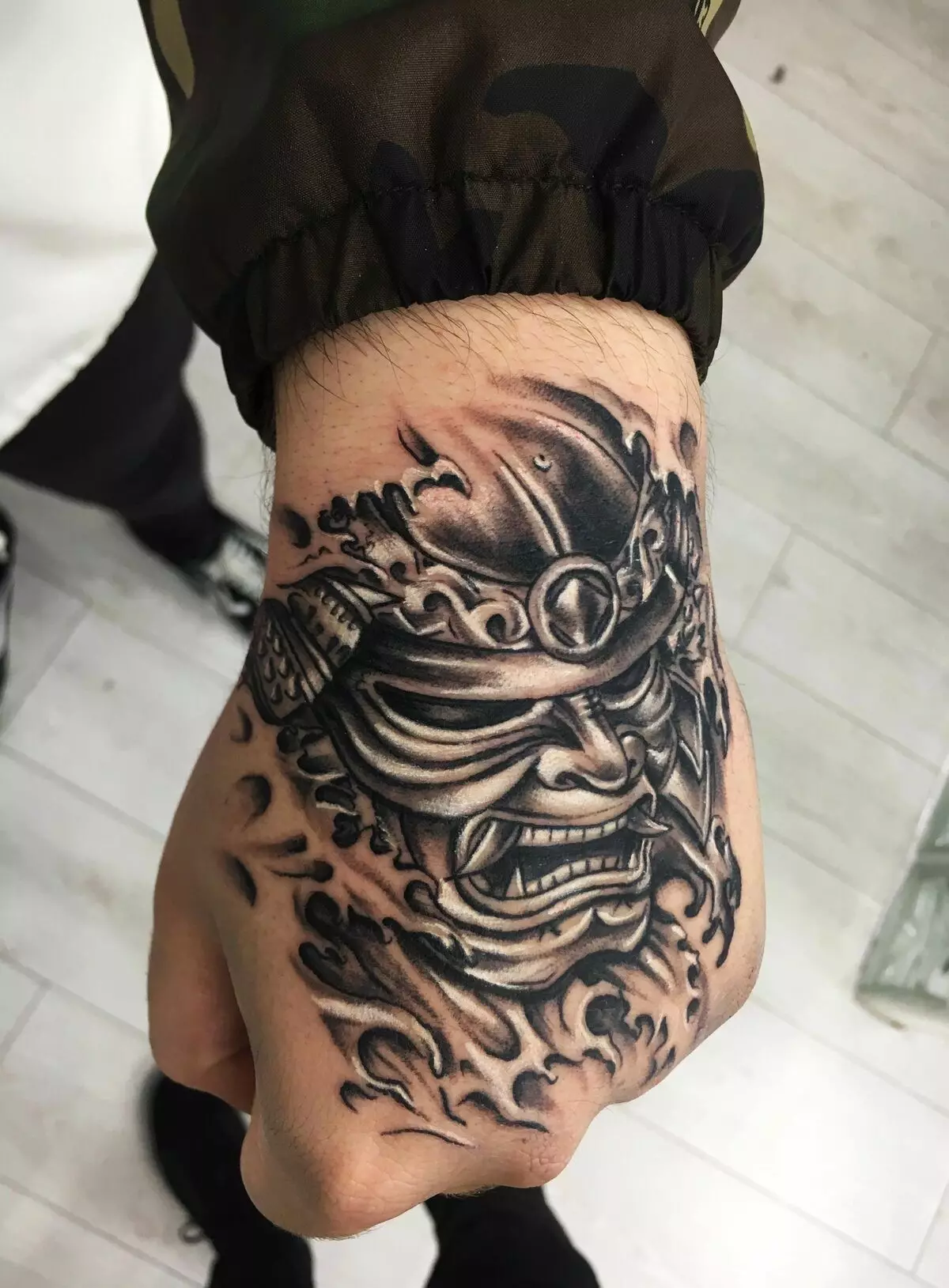 Tattoo in the form of Japanese masks: demons and their meanings. Sketches of tattoos in the style of Japan masks. Tattoo 
