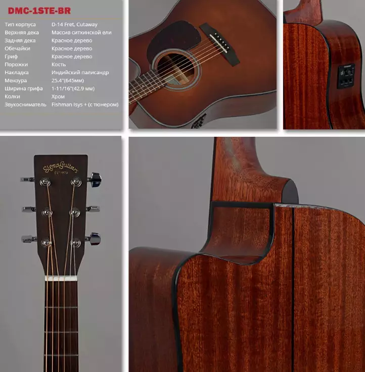 Aligma Guitars: Model mai rauni, mai sarrafa lantarki da na yau da kullun, DM-ST + da DM-1st, GMC-Ste + da sauran guitars 27130_13