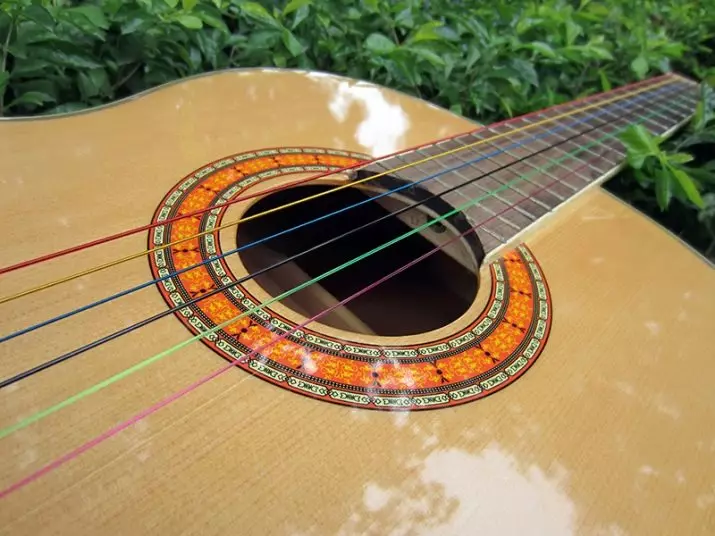 Nylon Strings ji bo gîtarê acoustic: çawa danîn û bikişînin? Stringsi stresên synthetic çêtir in? 27162_5