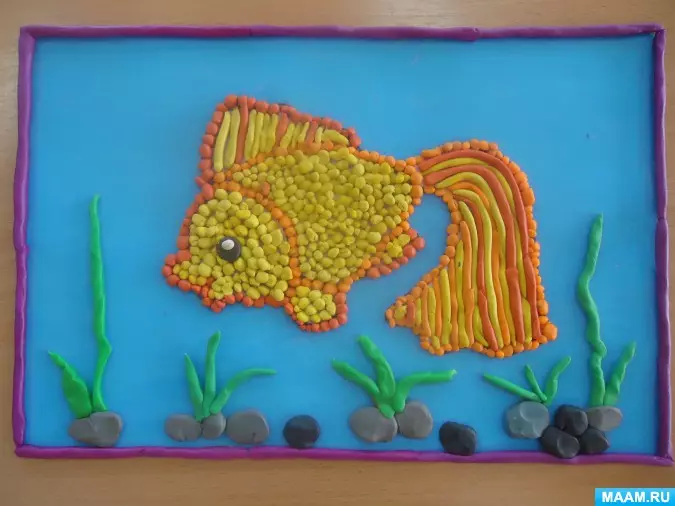 粘土モザイク：子供のための蝶モデリング、モザイク画像。魚を彫刻するには？ 27167_19
