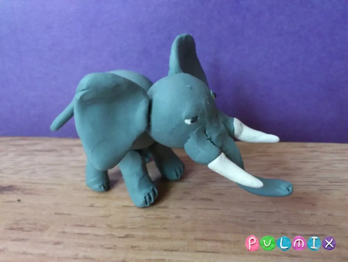 Elephant of Plasticine: Paano Blind Elephant Step by Step Children? Paano gumawa ng orange elephant sa mga hakbang? Stepper modeling figurines with bumps. 27173_13