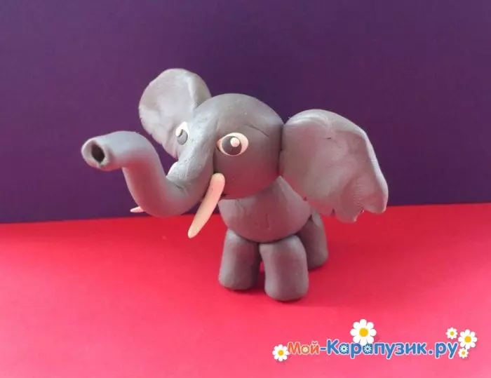 Elephant of Plasticine: Paano Blind Elephant Step by Step Children? Paano gumawa ng orange elephant sa mga hakbang? Stepper modeling figurines with bumps. 27173_14