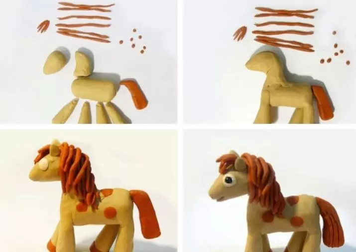 Άλογο από πλαστελίνη (41 φωτογραφίες): Πώς να φτιάξετε ένα άλογο με ένα συρματόπλεγμα; Πώς να κάνετε για τα παιδιά με τα χέρια σας; Πώς να γλιστρήσει το κεφάλι σου; 27189_30