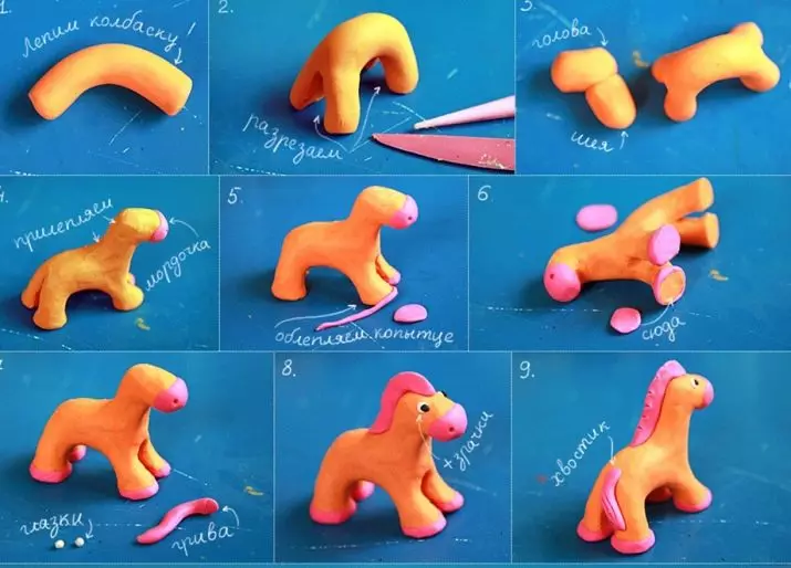 Άλογο από πλαστελίνη (41 φωτογραφίες): Πώς να φτιάξετε ένα άλογο με ένα συρματόπλεγμα; Πώς να κάνετε για τα παιδιά με τα χέρια σας; Πώς να γλιστρήσει το κεφάλι σου; 27189_31