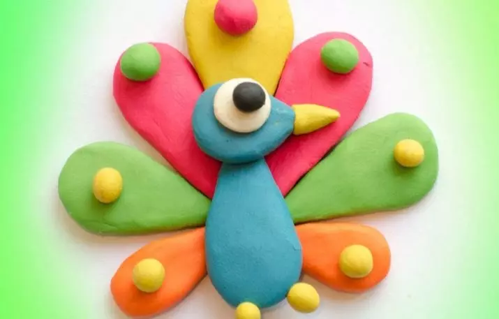 Pfau aus Plastilin: Wie kann man mit den Börsen krank machen und mit Blättern tun? Pfau auf Karton machen es selbst Phasen. Schritt-für-Schritt Pfau-Maskierung für Kinder 27194_2