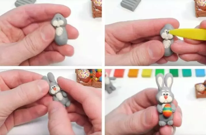 來自橡皮泥的野兔和兔子（40張）：如何逐步製作灰色的兔子？如何為階段的孩子製作一個白色的兔子？ Izitna用胡蘿蔔 27195_31