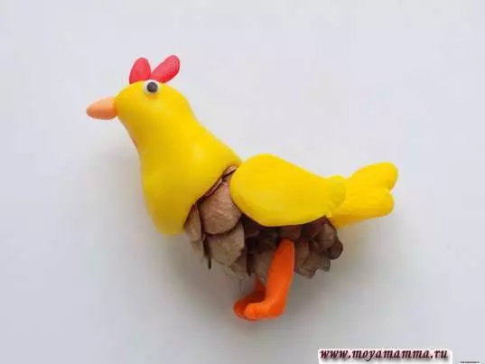 الدجاج البلاستيسين: كيفية جعل الدجاج الدجاج والبلاستيسين للأطفال بأيديهم خطوة بخطوة؟ كيفية جعله مع البذور؟ نمذجة مراحل الدجاج بسيطة 27203_14