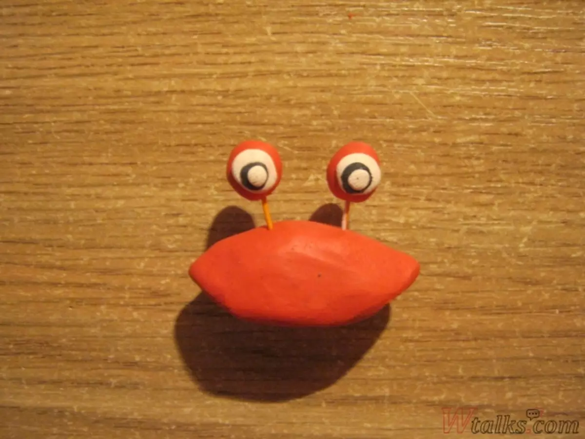 Crab of plasticine: how to make grinding to children in gradually do it yourself? How to make a sad crab step by step? 27208_11