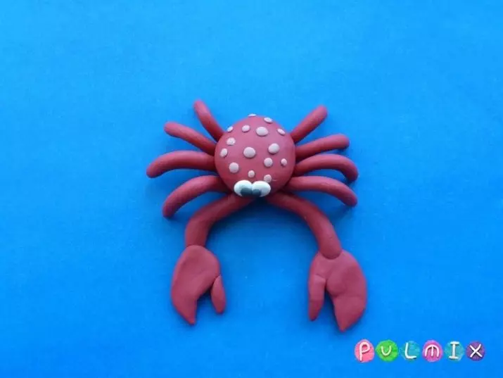 Crab of plasticine: how to make grinding to children in gradually do it yourself? How to make a sad crab step by step? 27208_3