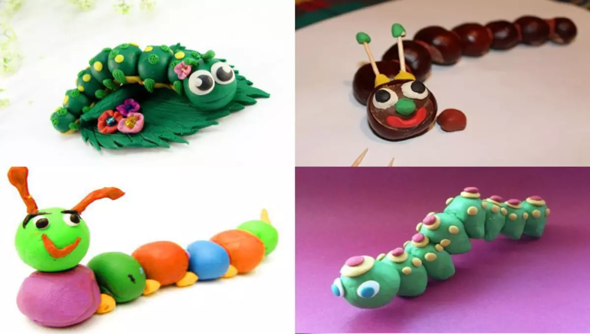 Caterina Caterpillar (51 фотографии): Како да го направите со костени? Како да се направи од Пластилин со желади? Импресивни за деца 3-4 и 5-6 години