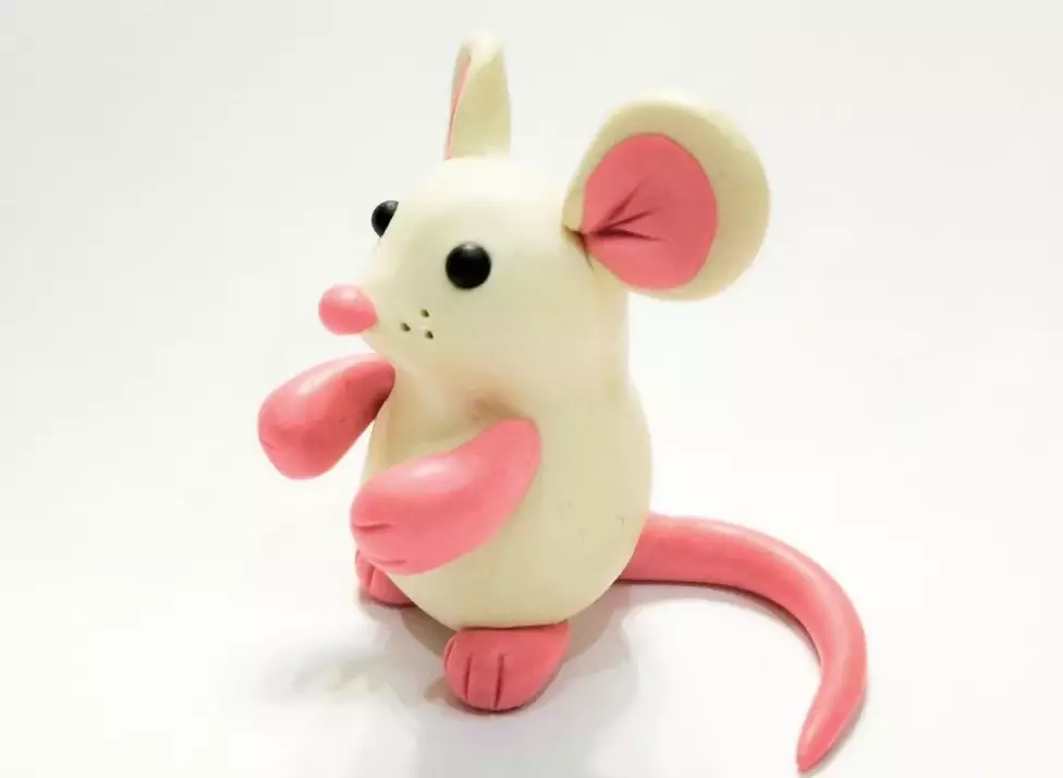 Plastelines myš (58 fotografií): Ako urobiť myš z kužeľa s plastenom a urobiť ho pre deti so žalúdkami krok za krokom? Myšacia myš s gaštany a s vlašskými orechami 27220_3