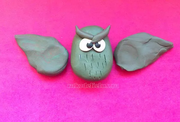 Owl din plasticină (40 de fotografii): Cum să-l faceți pentru a face copii pe carton pas cu pas? Cum să faci o sovucka de keckka cu mâinile tale? Owls bufnite din plasticina aeriană 27222_21
