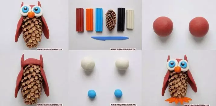 પ્લાસ્ટિકિનમાંથી ઘુવડ (40 ફોટા): તેને કાર્ડબોર્ડ પર બાળકોને પગલા દ્વારા કેવી રીતે બનાવવું તે કેવી રીતે બનાવવું? તમારા પોતાના હાથથી કિકિંગ સોવ્કા કેવી રીતે બનાવવું? હવાના પ્લાસ્ટિકિનથી ઘુવડ ઘુવડ 27222_33