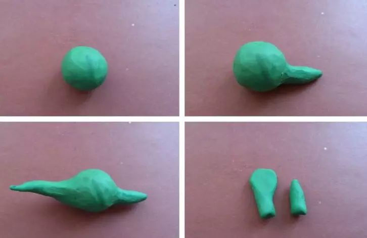 Plasteline Dinosaurus (39 fotografií): Ako slepí dinosauriká REX pre deti krok za krokom? Ako to urobiť ďalšie postavy v postupne to urobiť sami? 27223_30