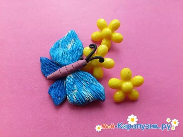Butterfly Plasticine (31 wêneyên): Meriv çawa wê bi pelên zarokan re gav bavêje. Meriv çawa qonaxek xweşikek xweşik a bi sidek çêbikin? Ji bo zarokên 3-4 û 5-6 salan berbiçav 27227_8