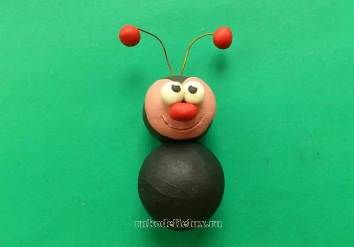 Ladybug od plastelin (40 fotografije): Kako bi se djeca od oraha i plastelin korak po korak? Kako napraviti faze sa kestenom? Modeliranje na kartonu i jabuku 27228_21
