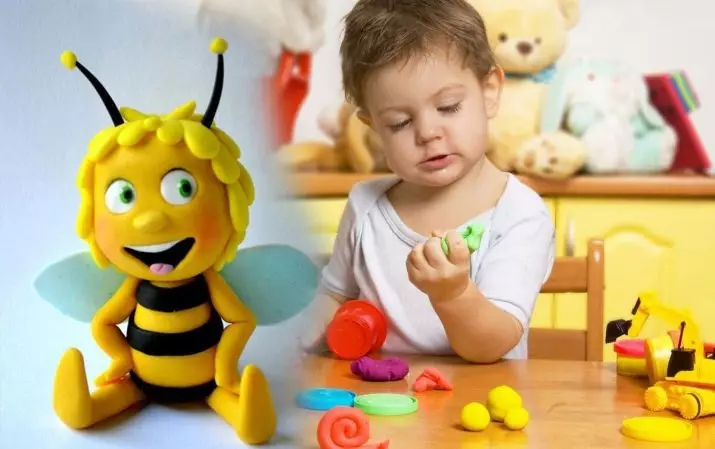 Bee fra Plasticine: Hvordan lage en bi med lungede barn trinn for trinn? Hvordan å blinde Maya gjør det selv? Master Class på Modeling Cheerful Bee 27230_2