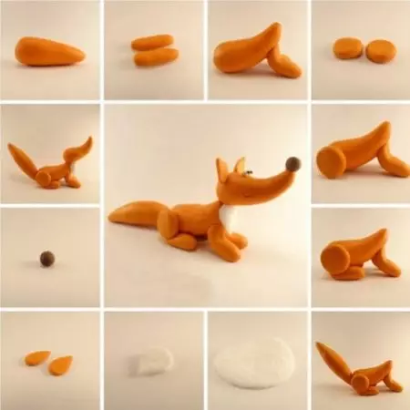 Fox z plasteliny (43 zdjęcia): Jak zrobić łącznik z plasteliny i stawki krok po kroku dla dzieci? Jak uczynić go nowicjuszem z własnymi rękami? 27231_38