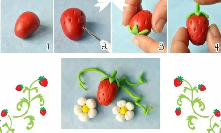 प्लास्टिकिन से स्ट्रॉबेरी: एक स्ट्रॉबेरी बच्चों को कदम से कदम कैसे बनाएं? आपको इसे अंधा करने की क्या ज़रूरत है? 27233_9