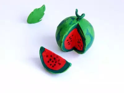 Wassermelone aus Plastilin: Wie man Kindern einen Slicer von Stadien erstellt? Glück, eine ganze Wassermelone Schritt für Schritt. Was brauchst du, um die Wassermelone herzustellen? 27239_2