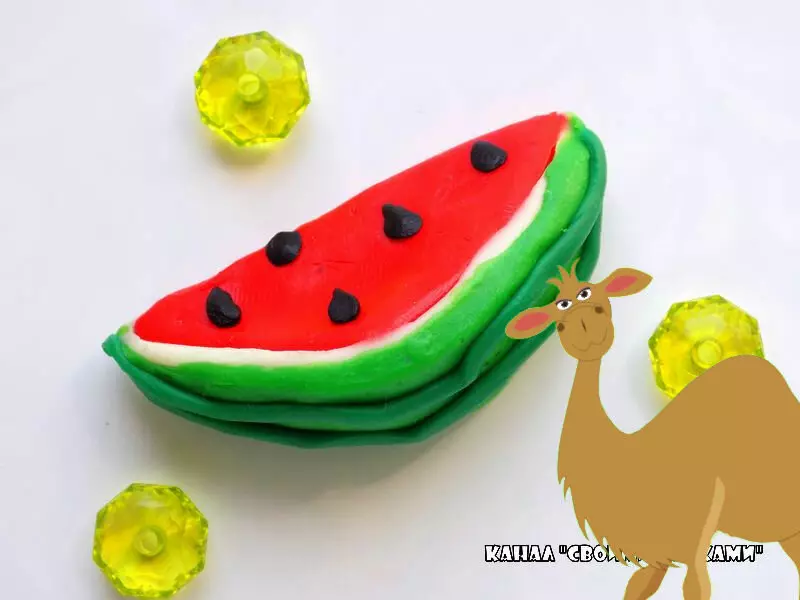 Wassermelone aus Plastilin: Wie man Kindern einen Slicer von Stadien erstellt? Glück, eine ganze Wassermelone Schritt für Schritt. Was brauchst du, um die Wassermelone herzustellen? 27239_20