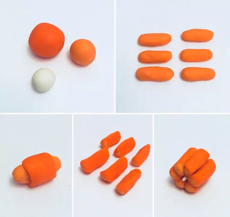 Fruits de plastilina (43 fotos): cistella de modelatge de fruites per a nens. Com esculpir el gerro amb fruites de plastilina lleugera? Què més pot fer? 27243_29