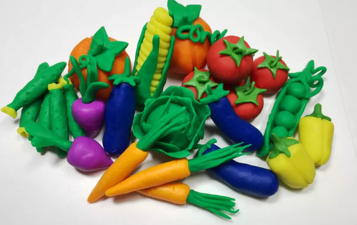 Legumes de plasticina: Modelagem de vegetais em uma cesta para crianças passo a passo. Como esculpir legumes de outono no jardim? Como fazer legumes em um prato em gradualmente fazer você mesmo?