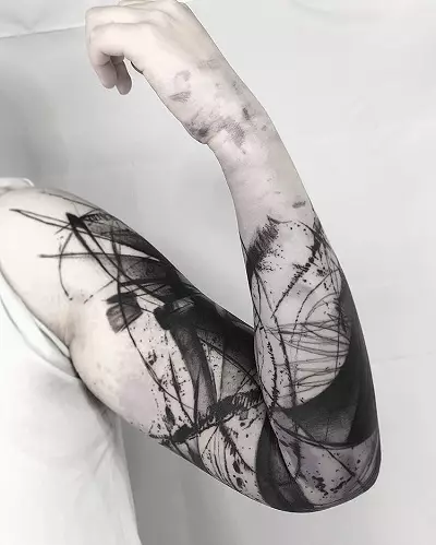 Tatuaxe en estilo Abstracción: bocetos para nenas e para rapaces, tatuaxe na man e no ombreiro, no pescozo e na perna, na parte traseira e noutras partes do corpo, o seu significado 277_12