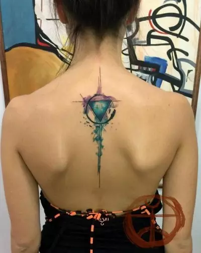 Tattoo i stil abstraktion: skisser för tjejer och för killar, tatuering på hand och på axeln, på nacke och ben, på baksidan och på andra delar av kroppen, deras mening 277_14
