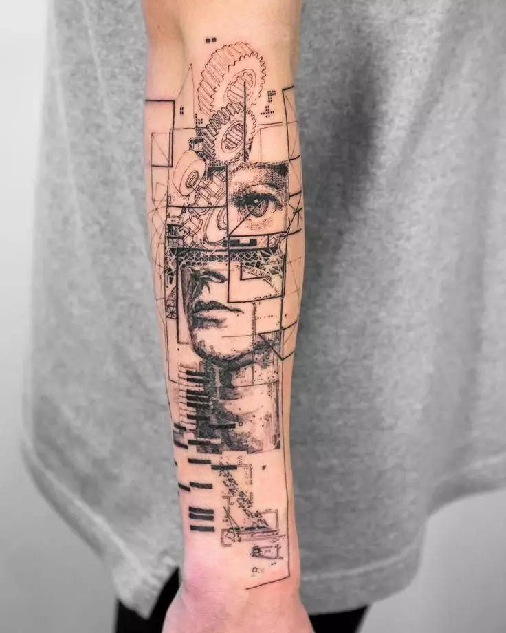 Tatuaxe en estilo Abstracción: bocetos para nenas e para rapaces, tatuaxe na man e no ombreiro, no pescozo e na perna, na parte traseira e noutras partes do corpo, o seu significado 277_32
