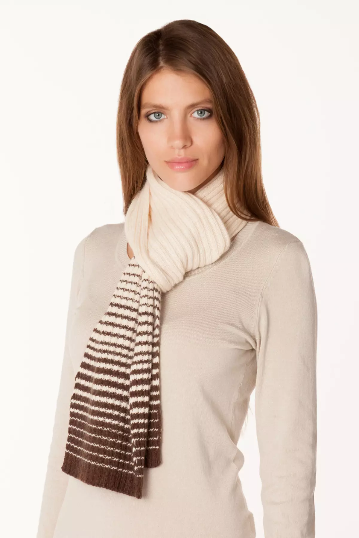 條紋圍巾（39張照片）：穿針織和針織英式橡皮筋圍巾 2851_12