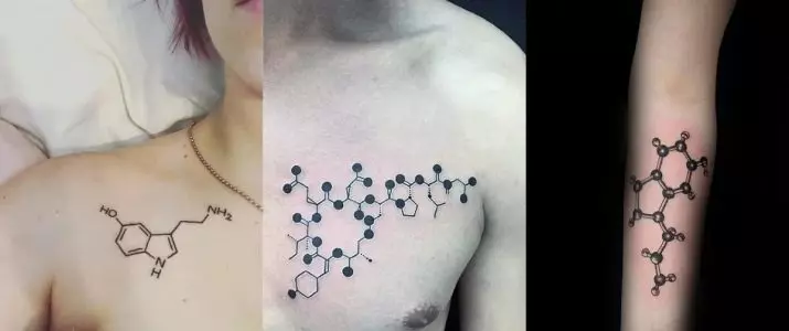 Tattoo ya kemia: formula vipengele vya kemikali, molekuli ya endorphine, testosterone na michoro nyingine za tattoos 286_2