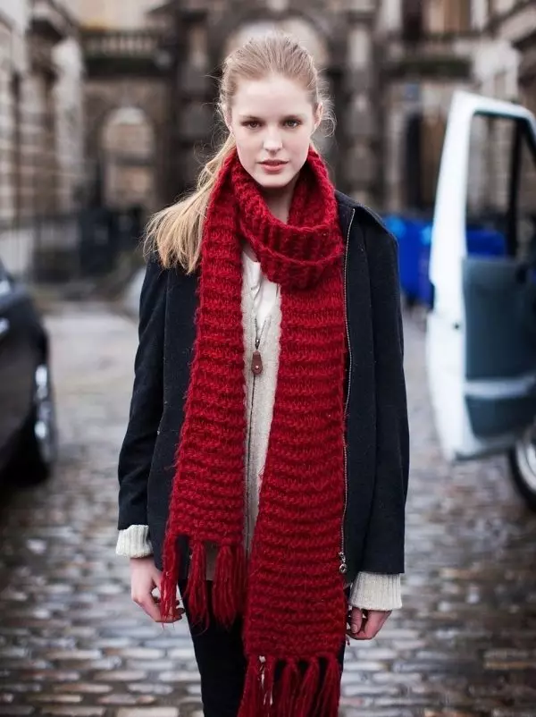 如何绑长围巾（79张照片）：美丽的方式领带针织，温暖的羊毛和冬天非常长的围巾 2898_4