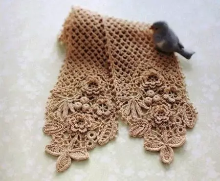 Openwork scarf (83 ფოტო): Lace, საწყისი ლენტი მაქმანი, საწყისი სექციური ნართი 2899_12