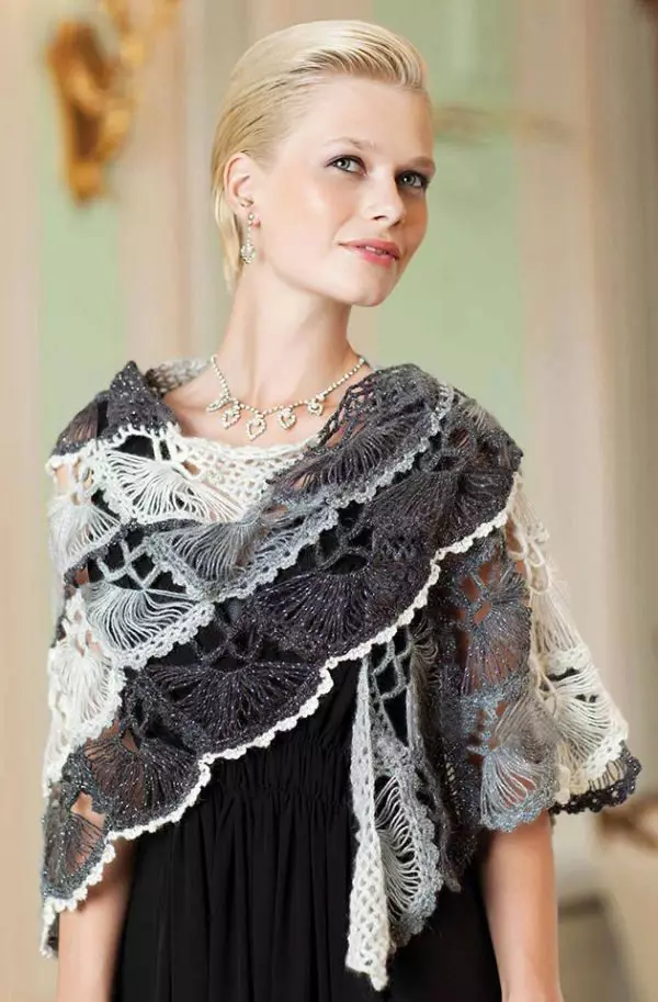 Openwork scarf (83 ფოტო): Lace, საწყისი ლენტი მაქმანი, საწყისი სექციური ნართი 2899_49