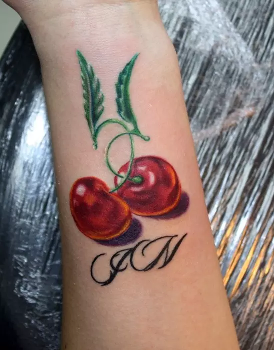 纹身“樱桃”：两个樱桃，纹身素描的价值。我在哪里可以申请？ 289_12