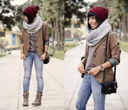 Cómo atar una bufanda (110 fotos): Formas hermosas y de moda de atar, turbantes y otras opciones para la bufanda cuadrada y espesa 2908_42
