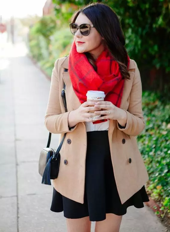 Red Scarf (70 photos): What to wear, to which jacket is suitable black and red, red and white, red-blue option 2913_44